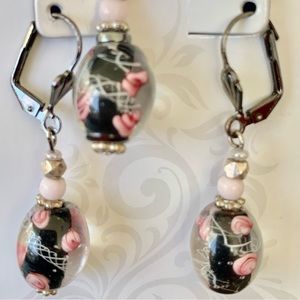 Vintage Glass Bead Earrings and Pendant set.